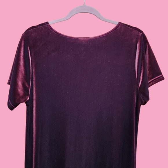 Cassini Burgundy Maxi Dress Short Sleeves Silky Velvet Texture - Picture 4 of 7